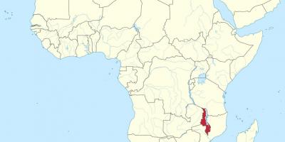 Kort over afrika viser Malawi