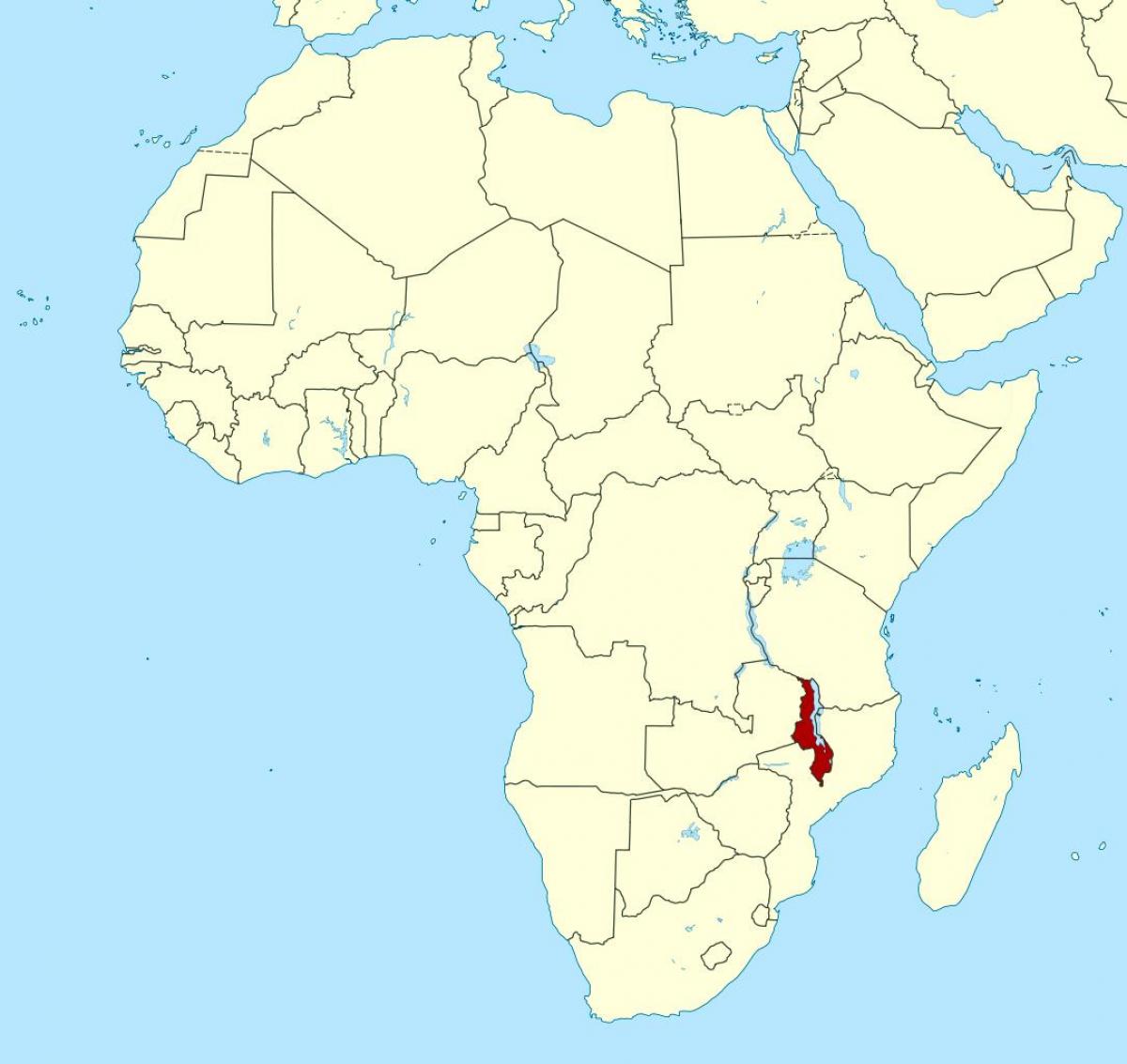 Malawi placering på verdenskortet