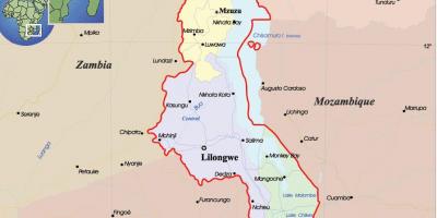 Kort over Malawi politiske